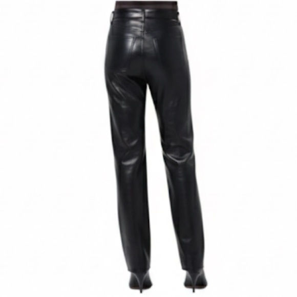 NWT! AGOLDE "90's Pinch Waist" Detox Black Recycled Leather Pants Size 26 - Picture 3 of 11
